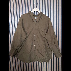 Wilfred Free Shirt Large Womens Brown Boyfriend Fit Long Sleeve Pocket Button